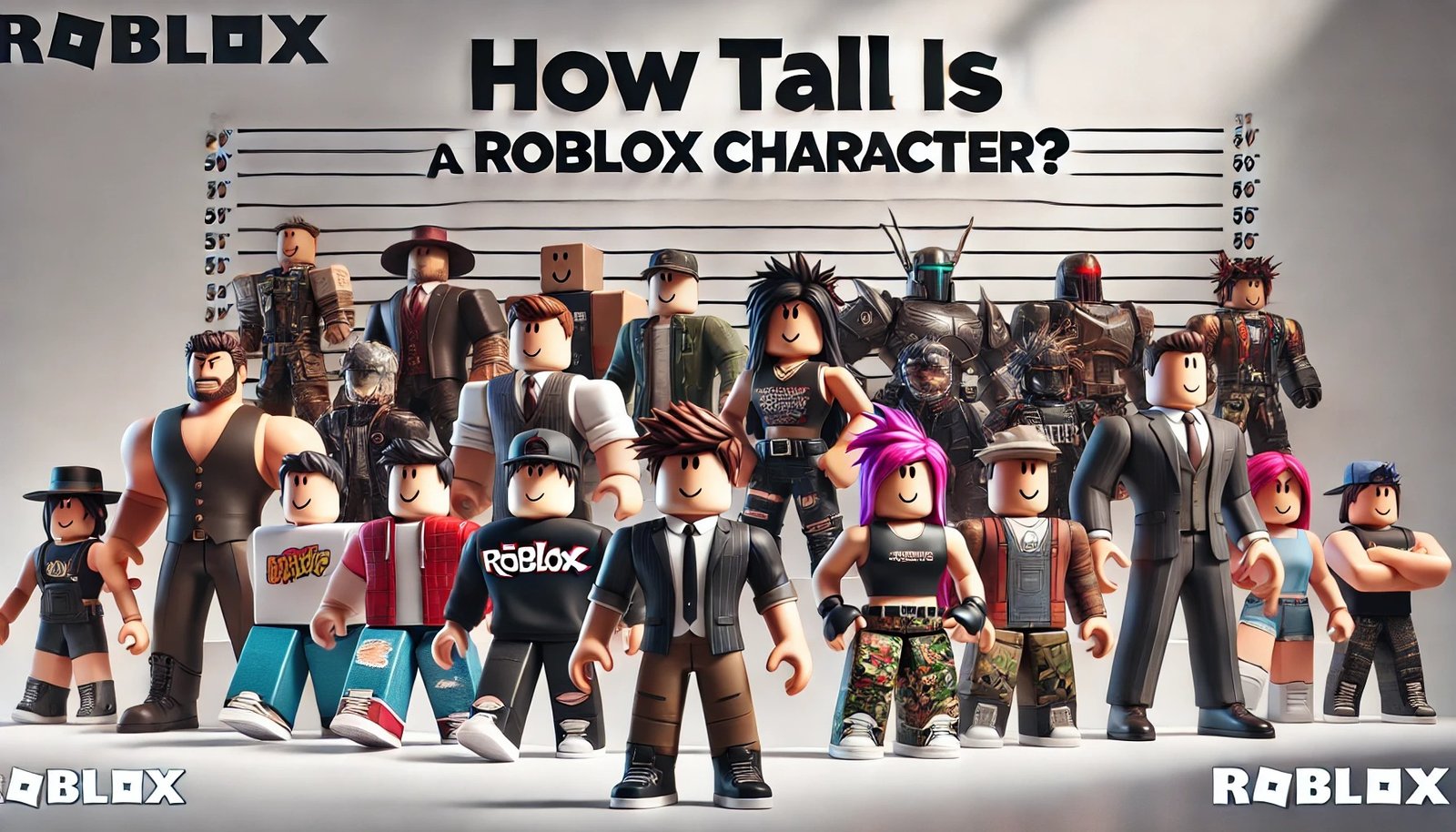 A detailed guide on how tall a Roblox character is, showing height comparisons and customization options.